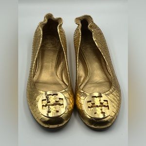 Tory Burch Gold Metallic Flats